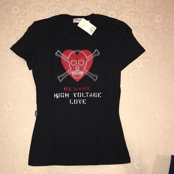 Moschino Tops - Moschino Black Short Sleeve Graphic Tee